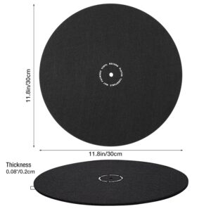 Facmogu 12 Inch 2mm Turntable Slipmat Wool Mat Anti Vibration Record Platter Mat, Phonograph LP Vinyl Record Player Black Mat Slip-Mat Player Wool Pad, Professional Tuning Equipment Improve Sound