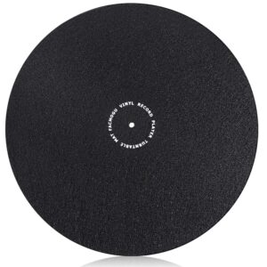 Facmogu 12 Inch 2mm Turntable Slipmat Wool Mat Anti Vibration Record Platter Mat, Phonograph LP Vinyl Record Player Black Mat Slip-Mat Player Wool Pad, Professional Tuning Equipment Improve Sound