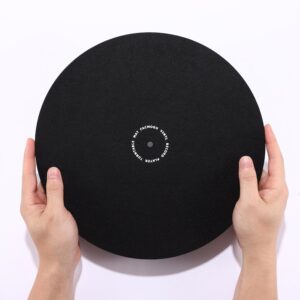 Facmogu 12 Inch 2mm Turntable Slipmat Wool Mat Anti Vibration Record Platter Mat, Phonograph LP Vinyl Record Player Black Mat Slip-Mat Player Wool Pad, Professional Tuning Equipment Improve Sound