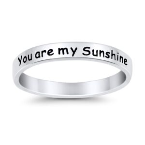 Blue Apple Co. Sterling Silver Size-9 You are My Sunshine Band Ring Round 925 Sterling Silver