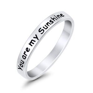 Blue Apple Co. Sterling Silver Size-9 You are My Sunshine Band Ring Round 925 Sterling Silver