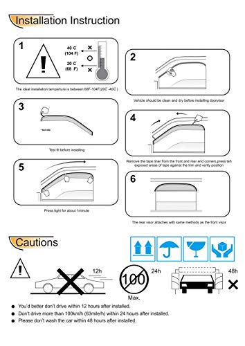 4pcs Side Window Deflector Window Visors Out-Channel Style for Ford Escape 01-12 for Mazda Tribute 08-11 for Mercury Mariner 05-11 Sun Rain Guard