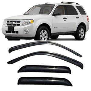 4pcs Side Window Deflector Window Visors Out-Channel Style for Ford Escape 01-12 for Mazda Tribute 08-11 for Mercury Mariner 05-11 Sun Rain Guard