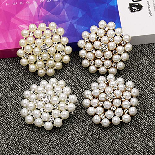 COLORFUL BLING Elegant Imitation Pearl Floral Crystal Brooch Pin for Wedding Bridal Fashion Jewelry-Gold