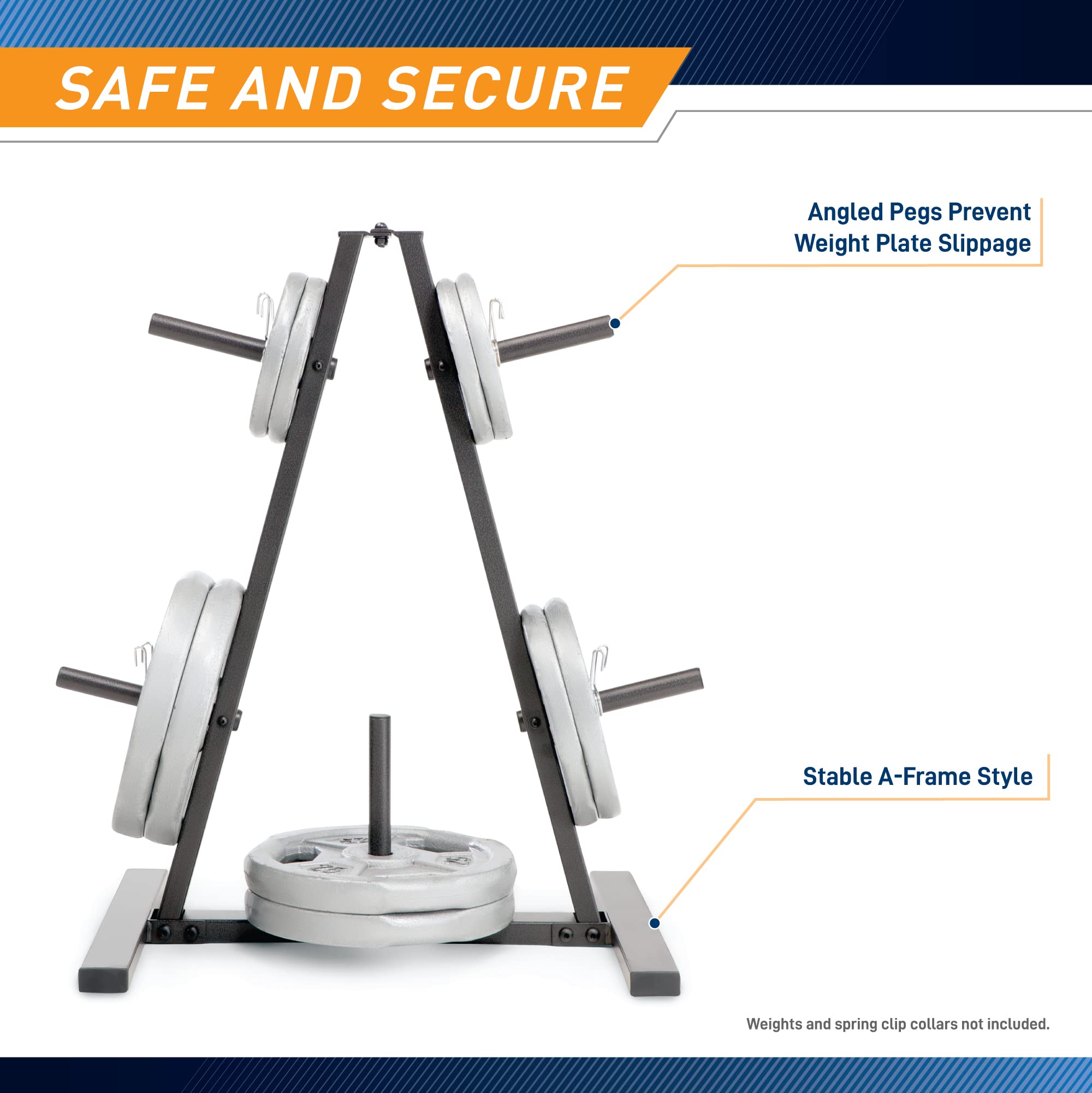 Marcy Standard Weight Plate Tree for 1-Inch Plates for Home Gym, 300 lb. Max. Capacity PT-5733