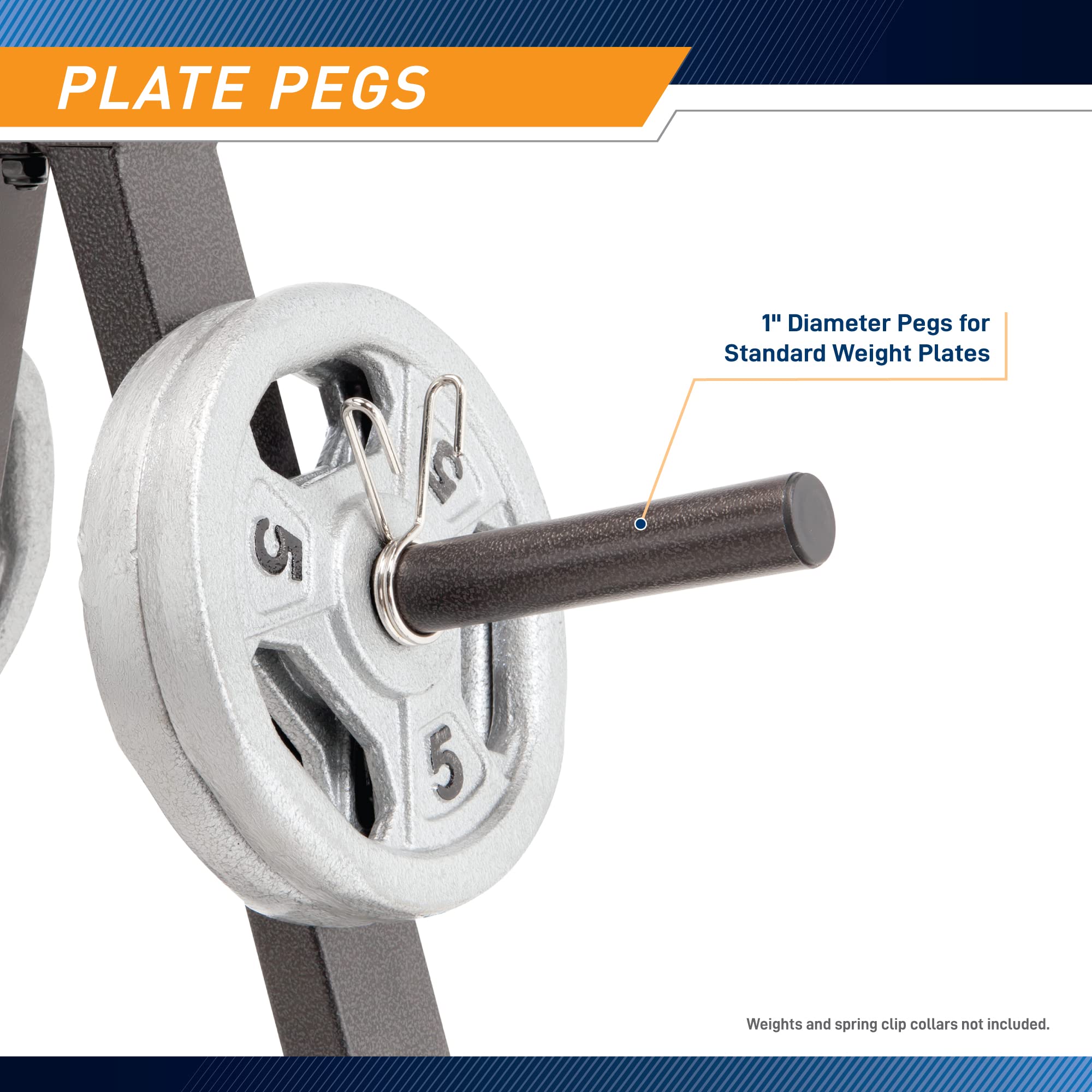 Marcy Standard Weight Plate Tree for 1-Inch Plates for Home Gym, 300 lb. Max. Capacity PT-5733