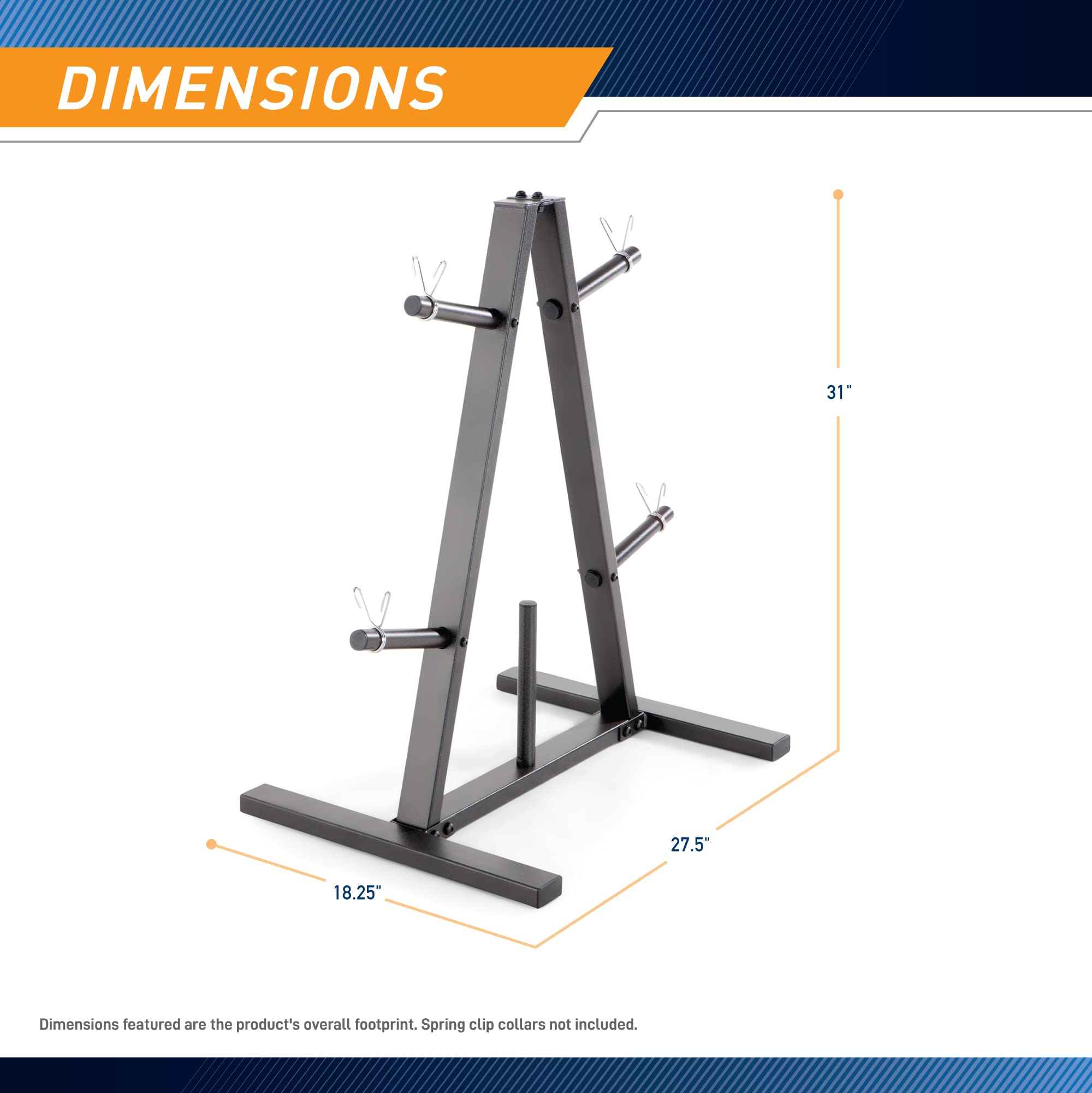 Marcy Standard Weight Plate Tree for 1-Inch Plates for Home Gym, 300 lb. Max. Capacity PT-5733