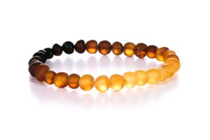 amberage natural baltic amber bracelet for adults (women/men) - hand made from raw-unpolished/certified baltic amber beads(6 colors) (7, raw-unpolished rainbow)