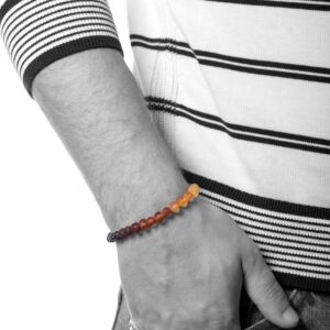 AMBERAGE Natural Baltic Amber Bracelet for Adults (Women/Men) - Hand Made from Raw-Unpolished/Certified Baltic Amber Beads(6 Colors) (7, Raw-Unpolished Rainbow)