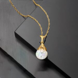 Ross-Simons Floating Opal Pendant Necklace in 14kt Yellow Gold. 20 inches