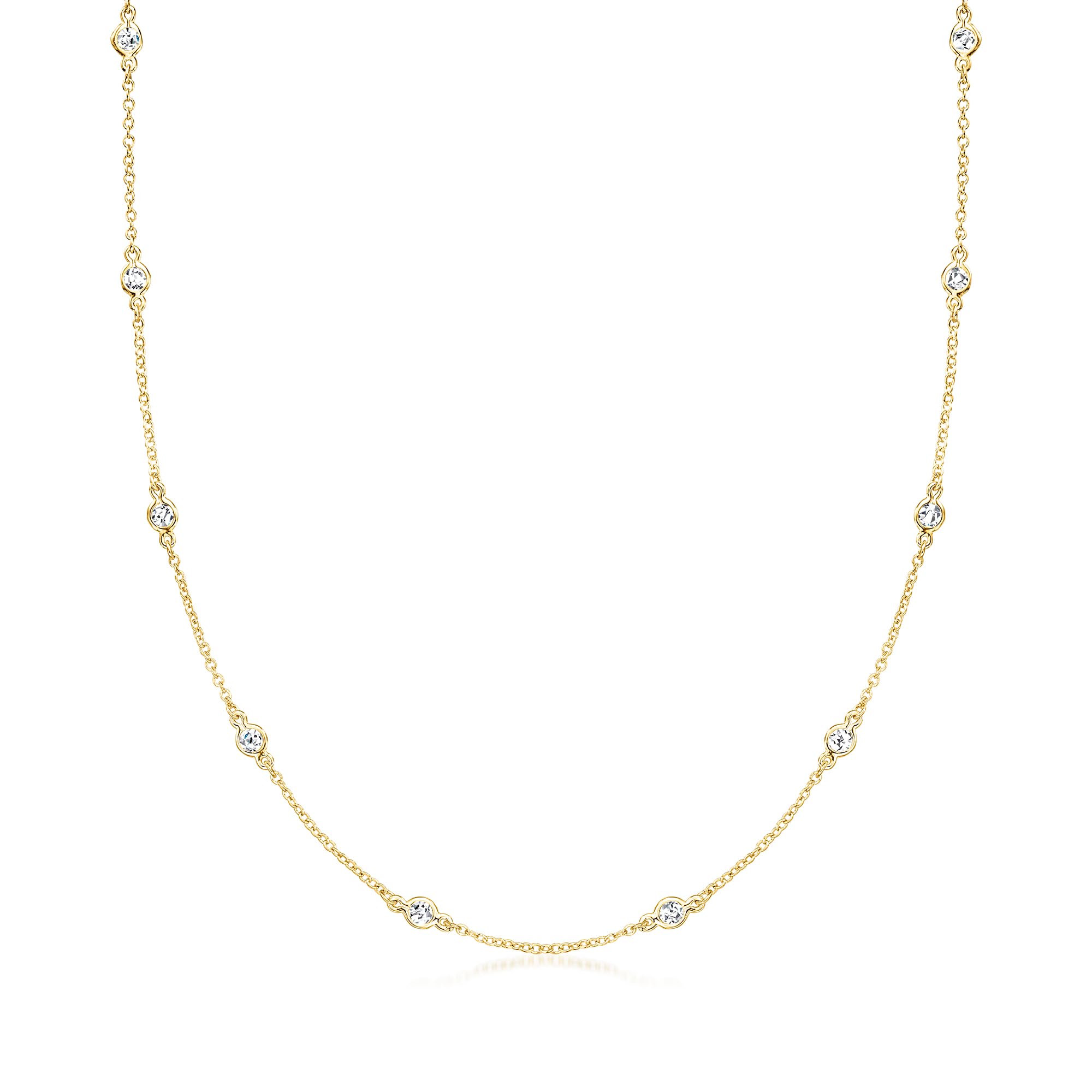 Ross-Simons 1.70 ct. t.w. Bezel-Set CZ Station Necklace in 18kt Gold Over Sterling. 24 inches