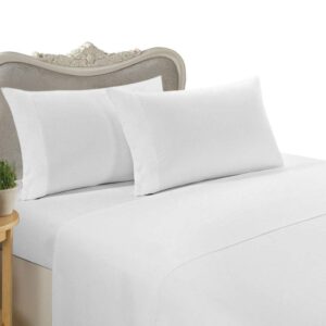 Myrtle Collection Superior Hotel Luxury 1500 Thread Count 4-Piece Bed Sheet Set Authentic Heavy Egyptian Cotton Fits Mattress 15" To 18'' Inch Deep Pocket, King Size, White Color { Style : Solid }