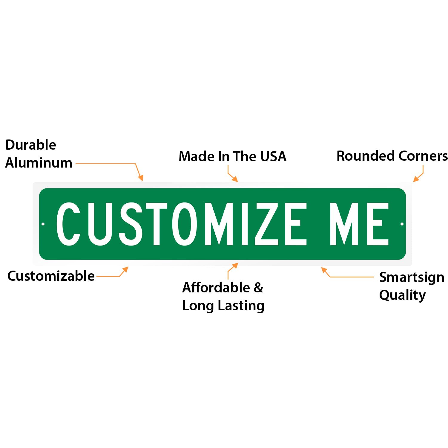 SmartSign Green Personalize Your Street Sign - 4" x 18", Aluminum, Custom Street Sign, Outdoor Metal Sign for Home, Office, Decor, Room, USA-Made