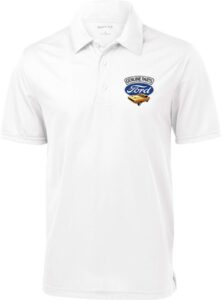 ford mustang genuine parts pocket print textured polo, white xl