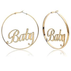 Hoop earrings geometric dangle Alloy Hollow Out Letters Star Engraving Earrings Jewelry for Womens (1 Pairs Gold)