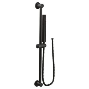 moen modern matte black eco-performance handshower handheld shower with 30-inch slide bar and 69-inch metal hose, 3887epbl