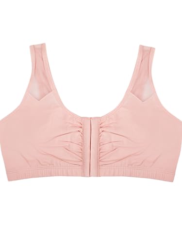 Fruit of the Loom Women's Comfort Front Close Sport Bra with Mesh Straps, Blushing Rose, 36