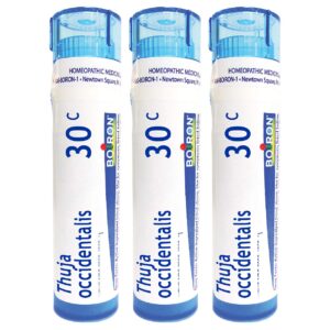 boiron thuja occidentalis 30c homeopathic medicine for warts - pack of 3 (240 pellets)