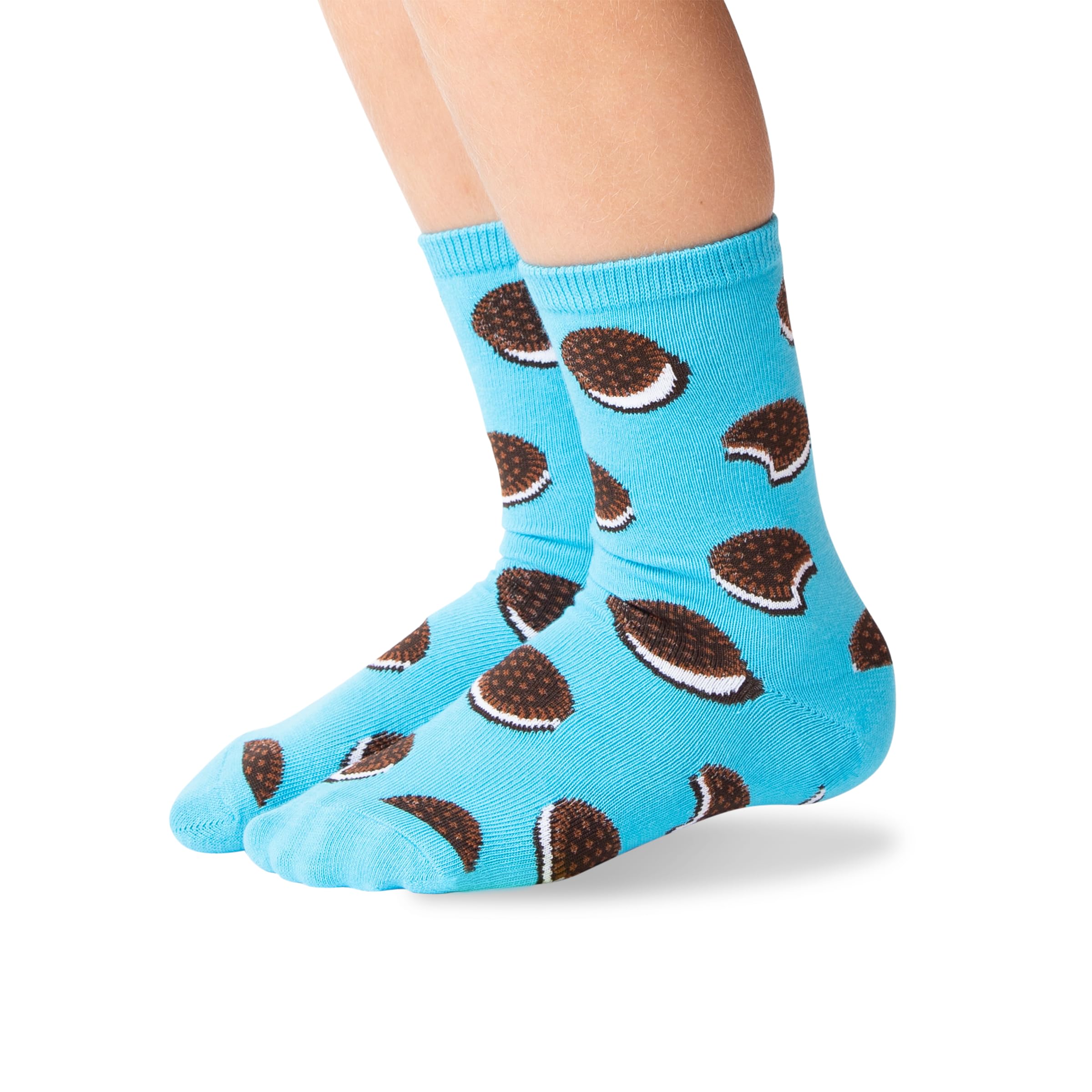 Hot Sox boys Food Novelty Crew Casual Sock, Sandwich Cookie (Sky Blue), 6 12 US