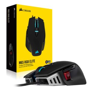 Corsair M65 RGB Elite – Wired FPS and MOBA Gaming Mouse – Adjustable Weight and Balance – Durable Aluminum Frame – 18,000 DPI Optical Sensor , Black