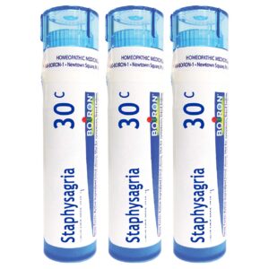 boiron staphysagria 30c homeopathic medicine for itching of surgical wounds - pack of 3 (240 pellets)