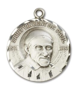 sterling silver patron saint medal (st. vincent de paul)