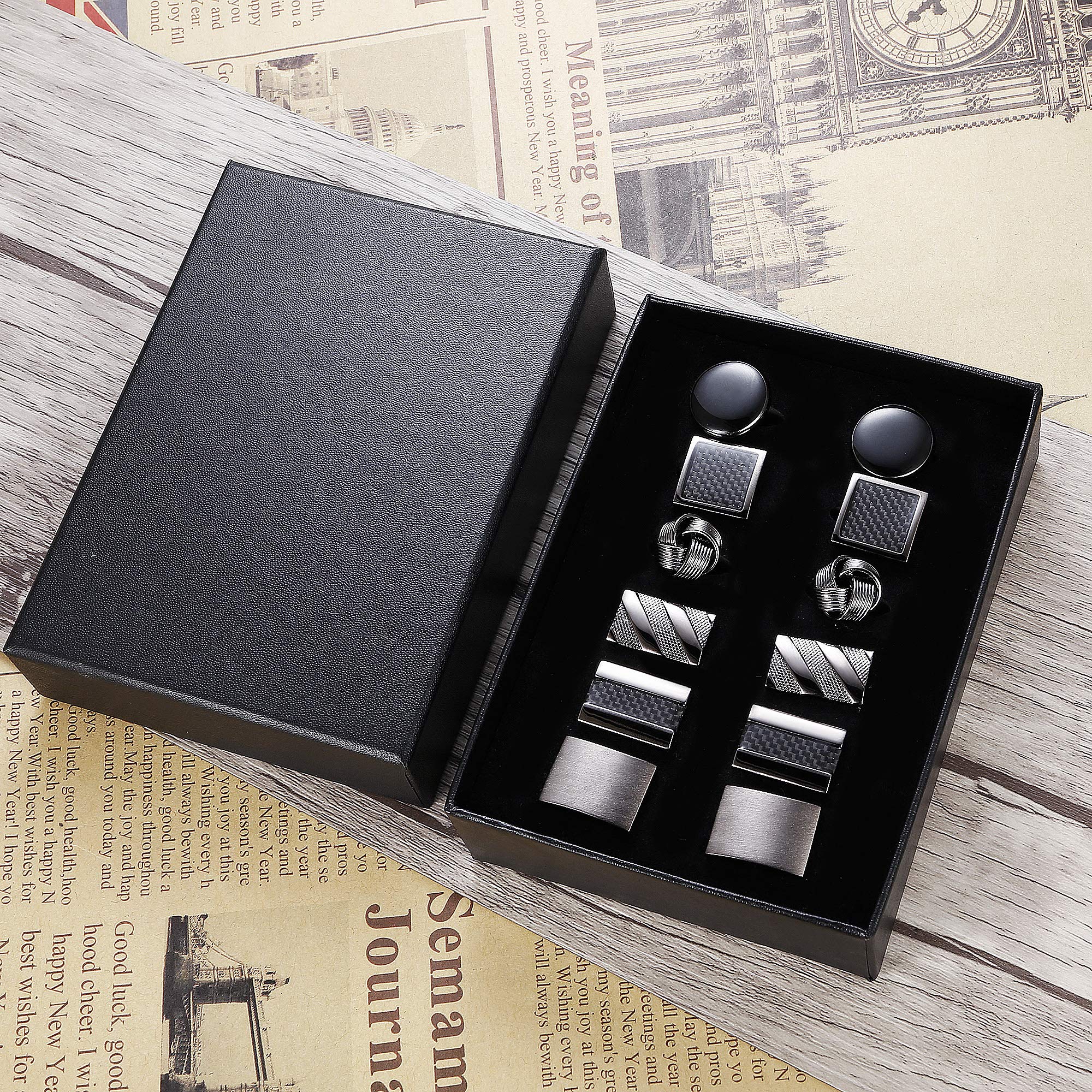 LOLIAS 6 Pairs Mens Cufflinks Set Classic Wedding Unique Cufflink for Tuxedo Shirts Formal Business Shirts