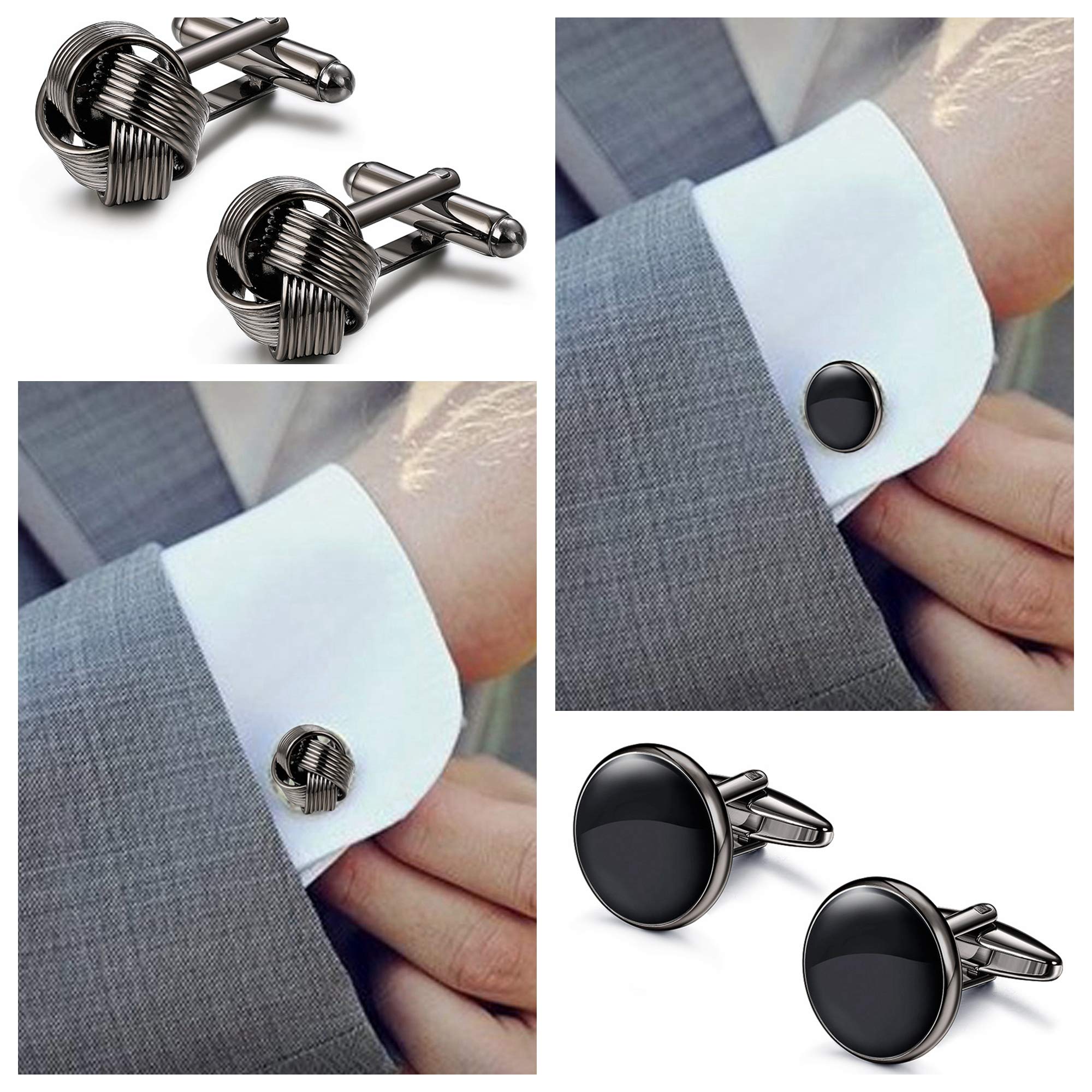 LOLIAS 6 Pairs Mens Cufflinks Set Classic Wedding Unique Cufflink for Tuxedo Shirts Formal Business Shirts