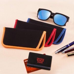 3 Pack Reading Glasses Pouch - Soft Eyeglasses Bag Portable Cloth Eyewear Case (3 Pack (Blue,Orange,Red), small)