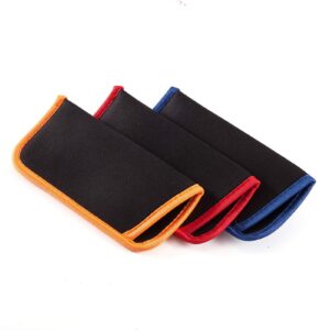 3 Pack Reading Glasses Pouch - Soft Eyeglasses Bag Portable Cloth Eyewear Case (3 Pack (Blue,Orange,Red), small)