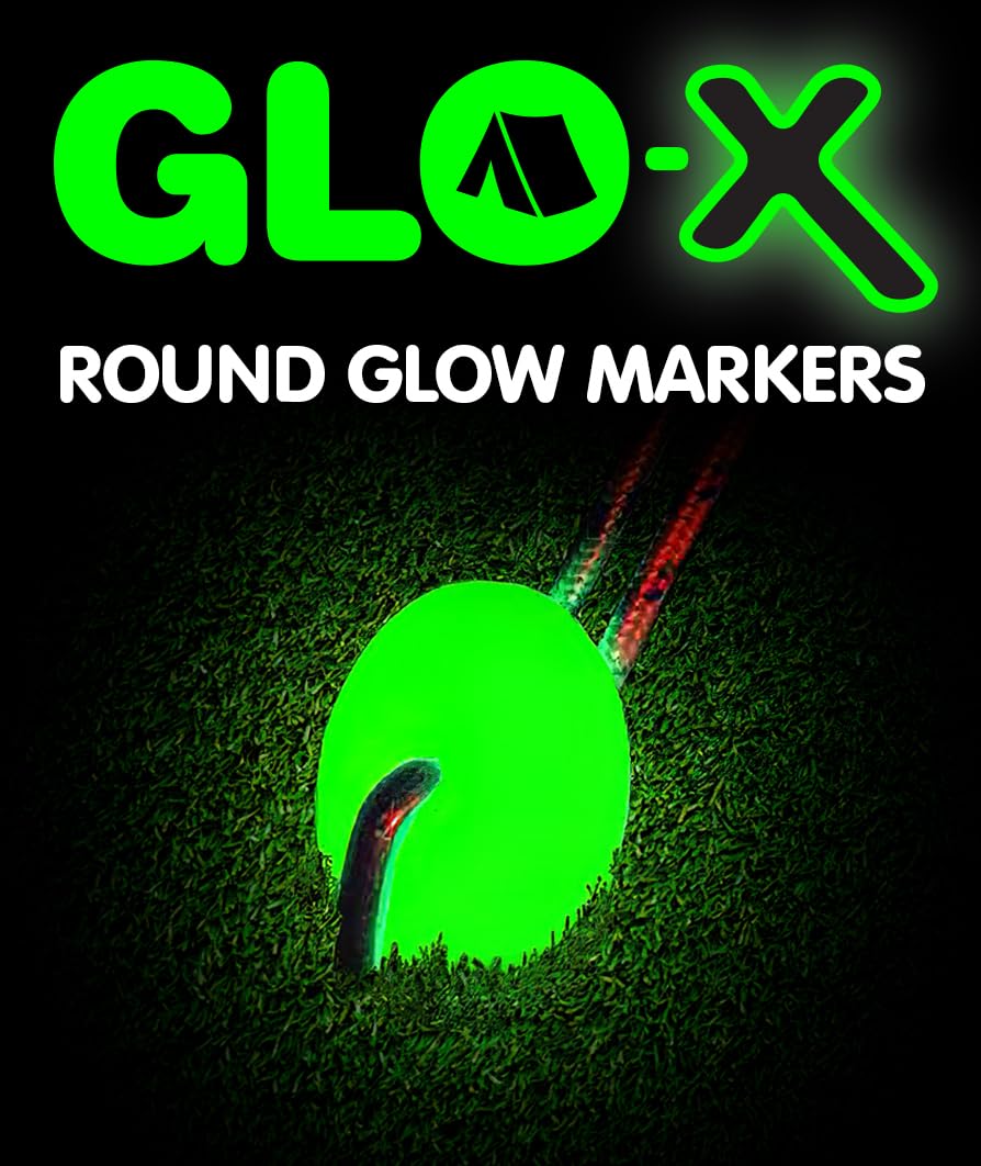 GLO-X Round Glow Markers -Pack of 4 - Powerful Glow in The Dark Camping Accessories for Tent Campers- Solar Powered Markers 12+ Hours Illumination