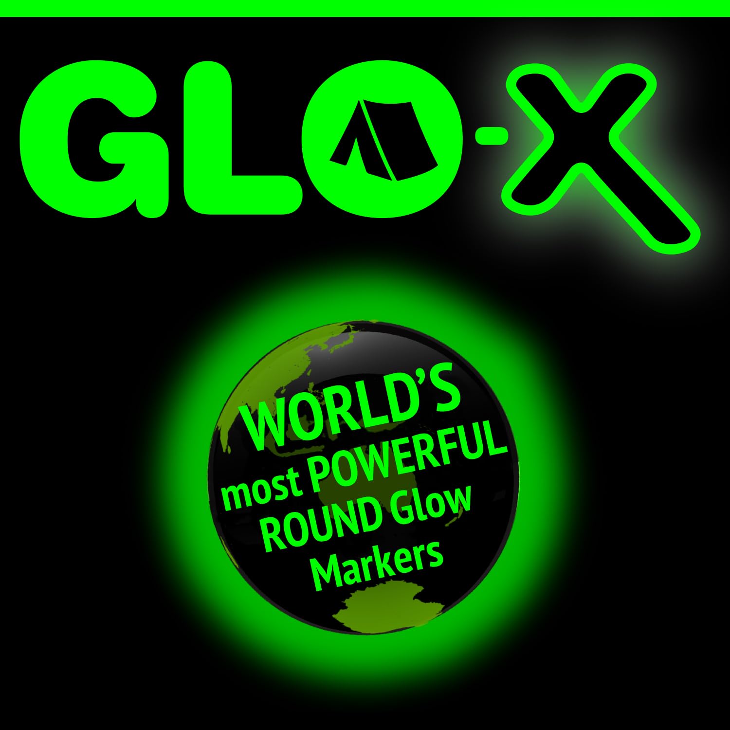 GLO-X Round Glow Markers -Pack of 4 - Powerful Glow in The Dark Camping Accessories for Tent Campers- Solar Powered Markers 12+ Hours Illumination