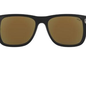 Ray-Ban Justin Non-Polarized Sunglasses, BLACK RUBBER Frame GREEN MIRROR BLUE Lenses, 55mm