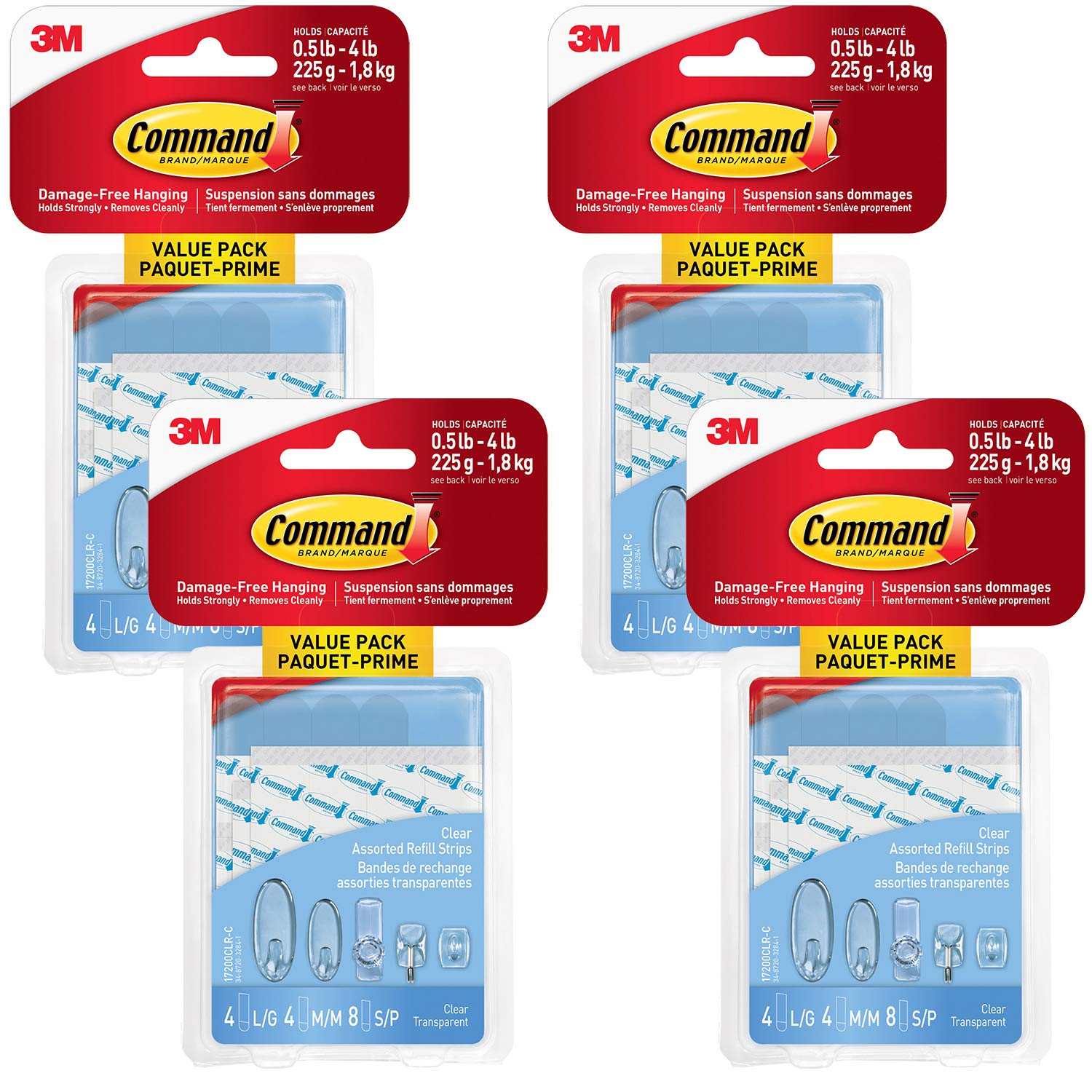 Command Assorted Refill Strips, Clear, 32-Small Strip, 16-Medium Strip, 16-Large Strip