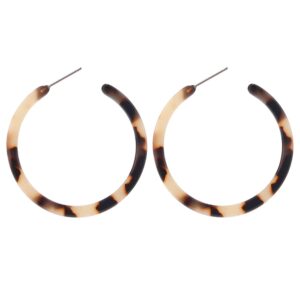 BaubleStar Tortoise Shell Resin Hoop Earrings Acrylic Round Circle Dangle Blond Amber Ear Drops Fashion Jewelry for Women