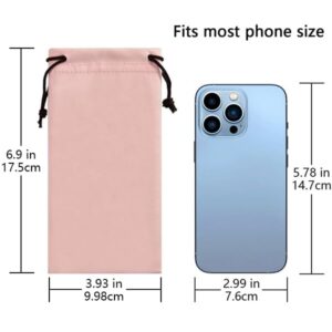 Drawstring Soft Glasses Pouch Linen- Fabric 3 Pack Storage Phone Pouch Microfiber Sunglasses Case Storage Eyeglasses Pouch Cleaning Cloth Pink Sunglass Sleeve