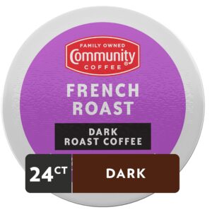 Community Coffee French Roast 24 Count Coffee Pods, Extra Dark Roast, Compatible with Keurig 2.0 K-cup Brewers, 24 Count (Pack of 1)