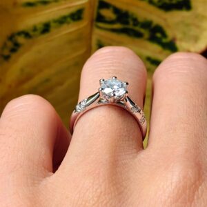 DovEggs Moissanite Engagement Ring for Women 1ct 6.5mm G-H-I Color Heart Arrows Cut Moissanite Solitaire 14k Gold QUALITY Silver Engagement Wedding Ring with Accents(5)