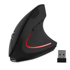 fly way ergonomic vertical wireless mouse, rechargeable 2.4ghz optical mice 800/1200/1600 dpi 6 buttons for laptop, pc, computer, desktop, notebook