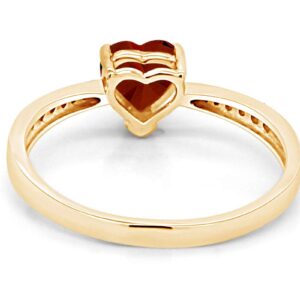 AFFY Simulated Garnet & Cubic Zirconia Solitaire Heart Promise Ring 14k Yellow Gold Over Sterling Silver Gift For Her Ring Size-6