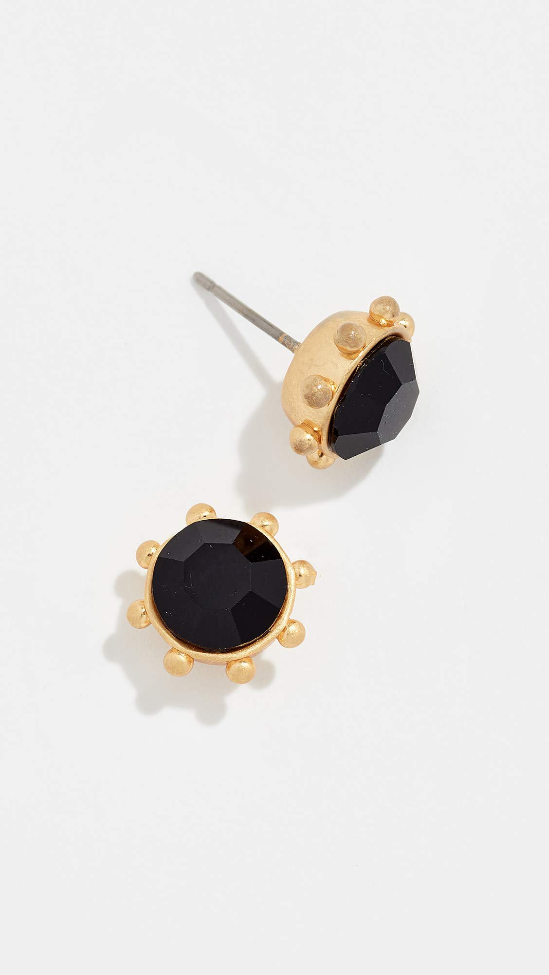 Kate Spade New York Women's Flying Colors Bezel Stud Earrings, Jet, Black, Gold, One Size