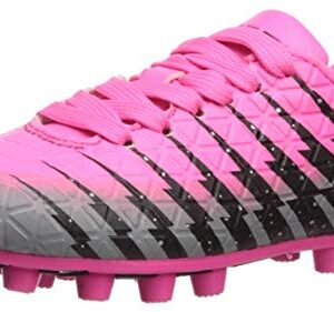 Vizari Bolt FG Soccer Shoes for Kids, Firm Ground Outdoor Soccer Shoes for Kids (13.5, Pink/Black/Silver)