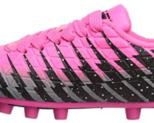 Vizari Bolt FG Soccer Shoes for Kids, Firm Ground Outdoor Soccer Shoes for Kids (13.5, Pink/Black/Silver)