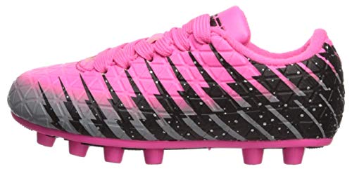 Vizari Bolt FG Soccer Shoes for Kids, Firm Ground Outdoor Soccer Shoes for Kids (13.5, Pink/Black/Silver)