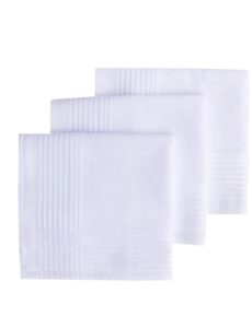 memoryhanky 100% cotton mens handkerchiefs white woven fashion stripes