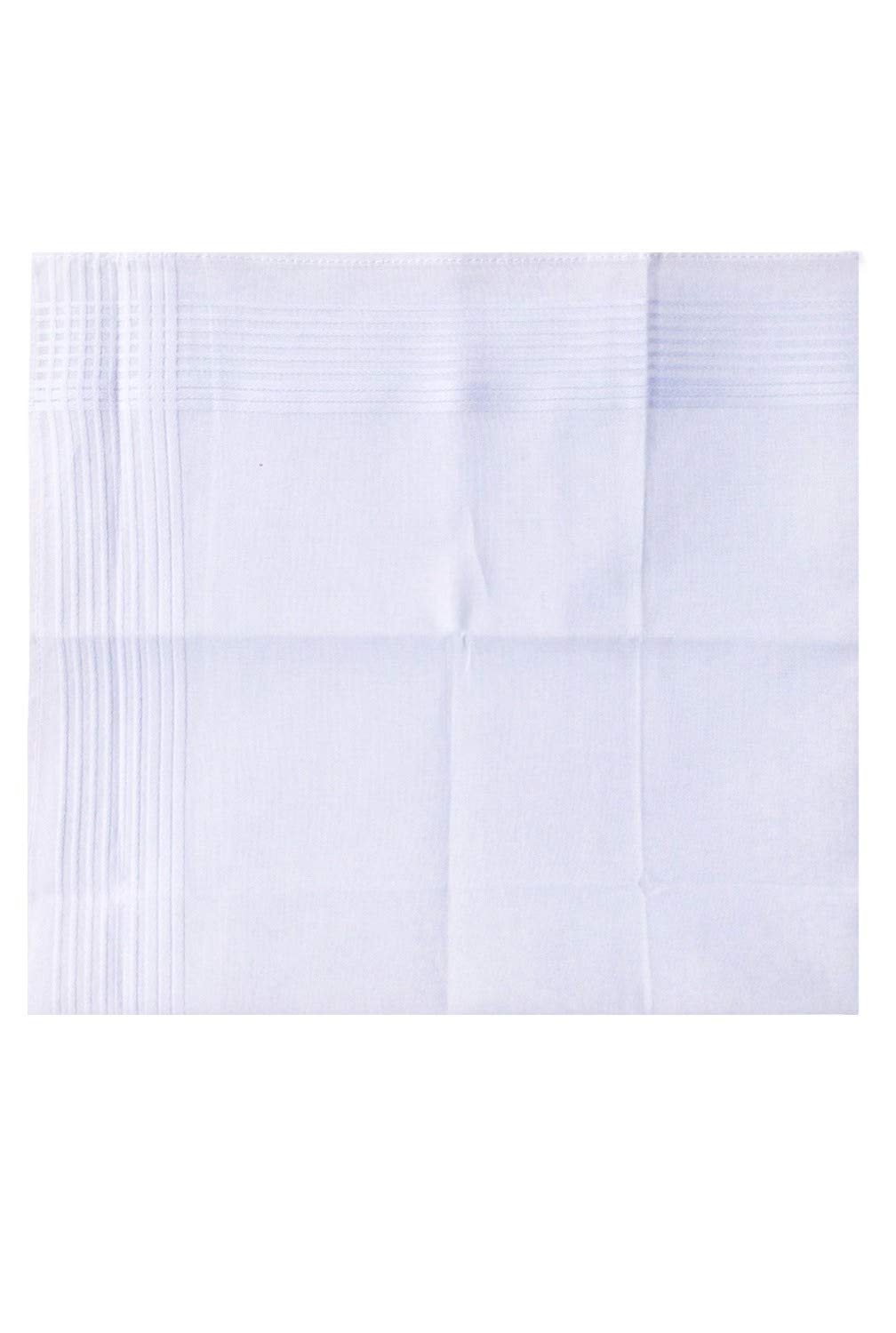 MemoryHanky 100% Cotton Mens Handkerchiefs White Woven Fashion Stripes