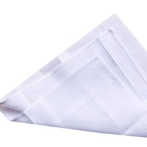 MemoryHanky 100% Cotton Mens Handkerchiefs White Woven Fashion Stripes