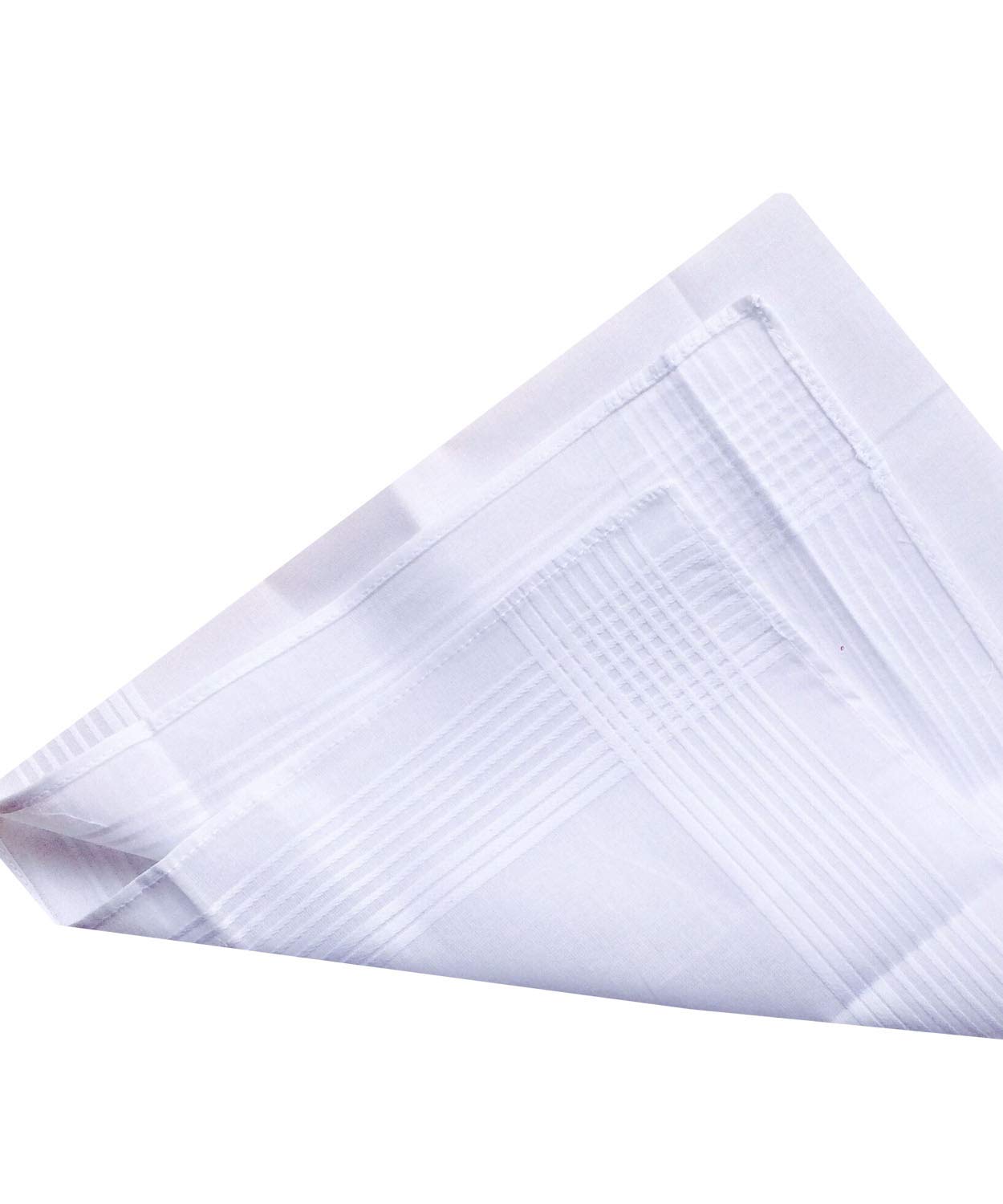 MemoryHanky 100% Cotton Mens Handkerchiefs White Woven Fashion Stripes