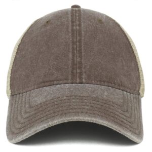 Armycrew Oversize XXL Unstructured Washed Pigment Dyed Trucker Mesh Cap - Brown - 2XL