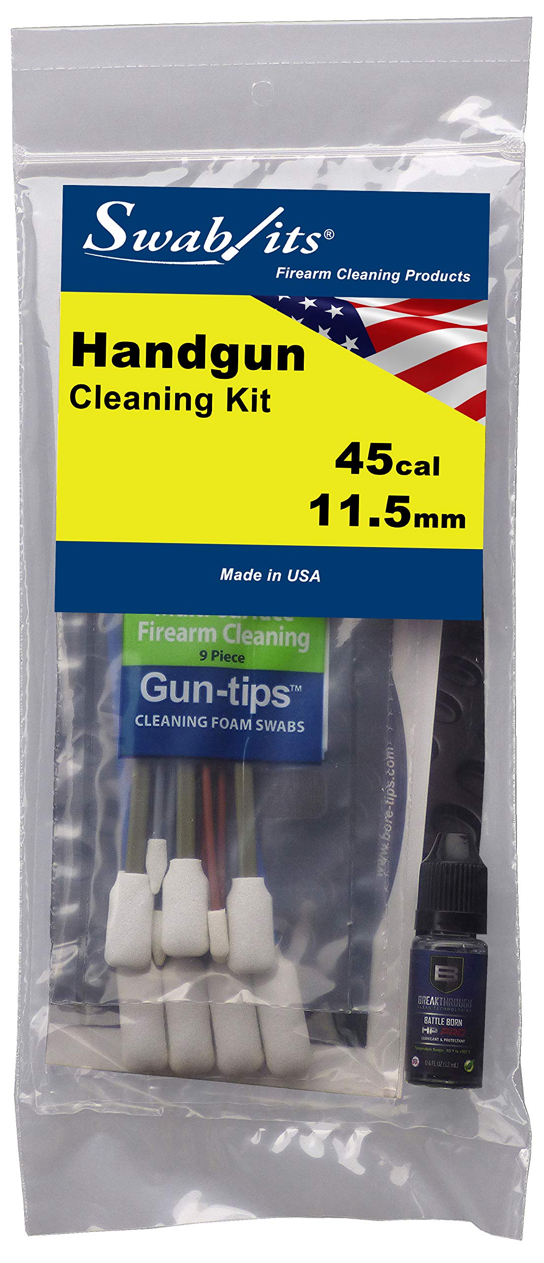 Swab-its® .45cal 45 caliber Handgun Firearm Cleaning Kit - Made in The USA